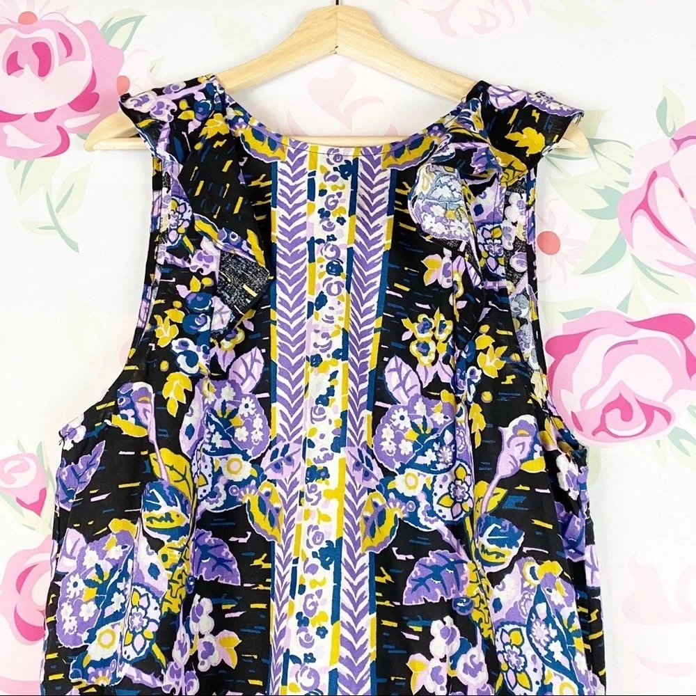 NEW Free People Summer in Tulum Dark Combo Tunic Floral Summer Sleeveless Top M